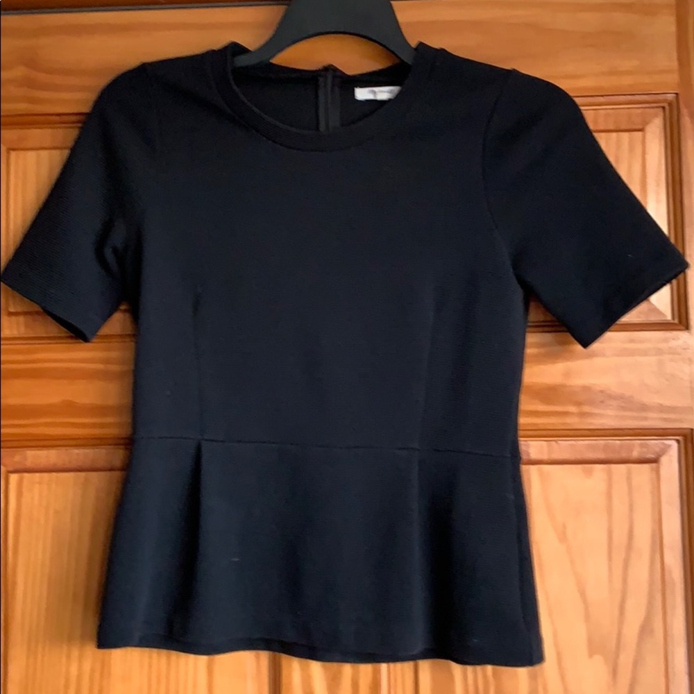 Madewell Women’s M SS Black Zippered Peplum Top